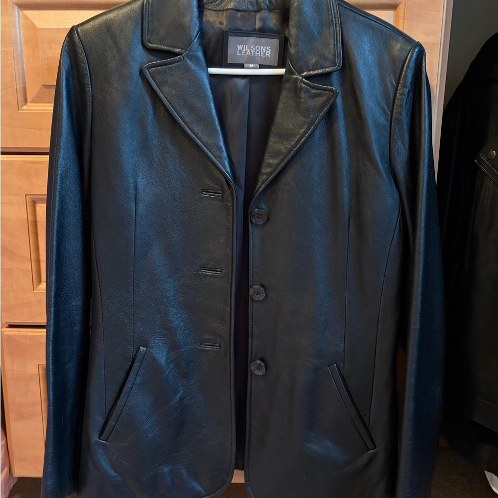 Wilsons Leather Classic Black Leather Coat M
